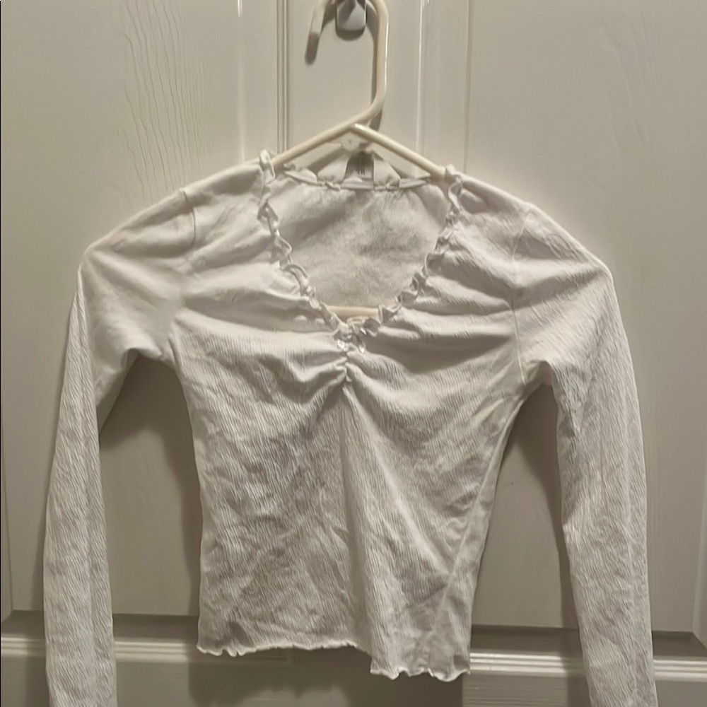 Cream Fitted Ruched Blouse